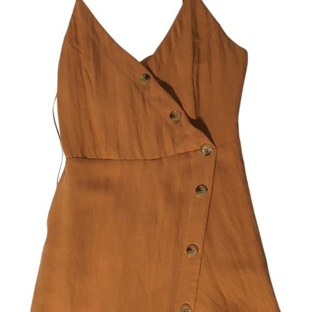 HYFVE Romper- Front Button Up Closures- Tan Color- Bow Tie Back Closure- W Med
